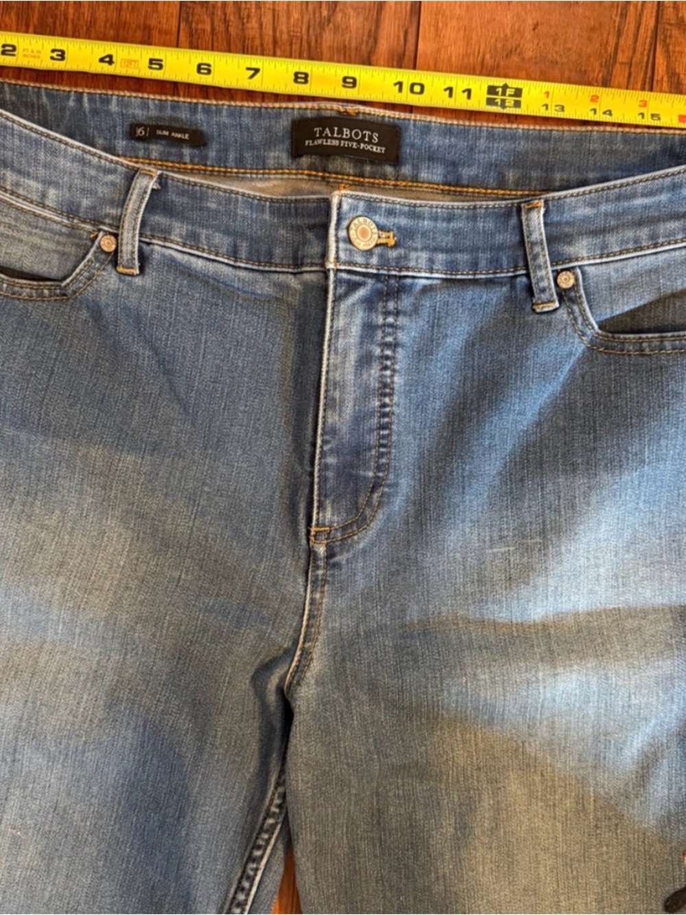 Talbots Flawless Five-Pocket Embroidered Slim Ankle Jeans Size 16 - Picture 8 of 12